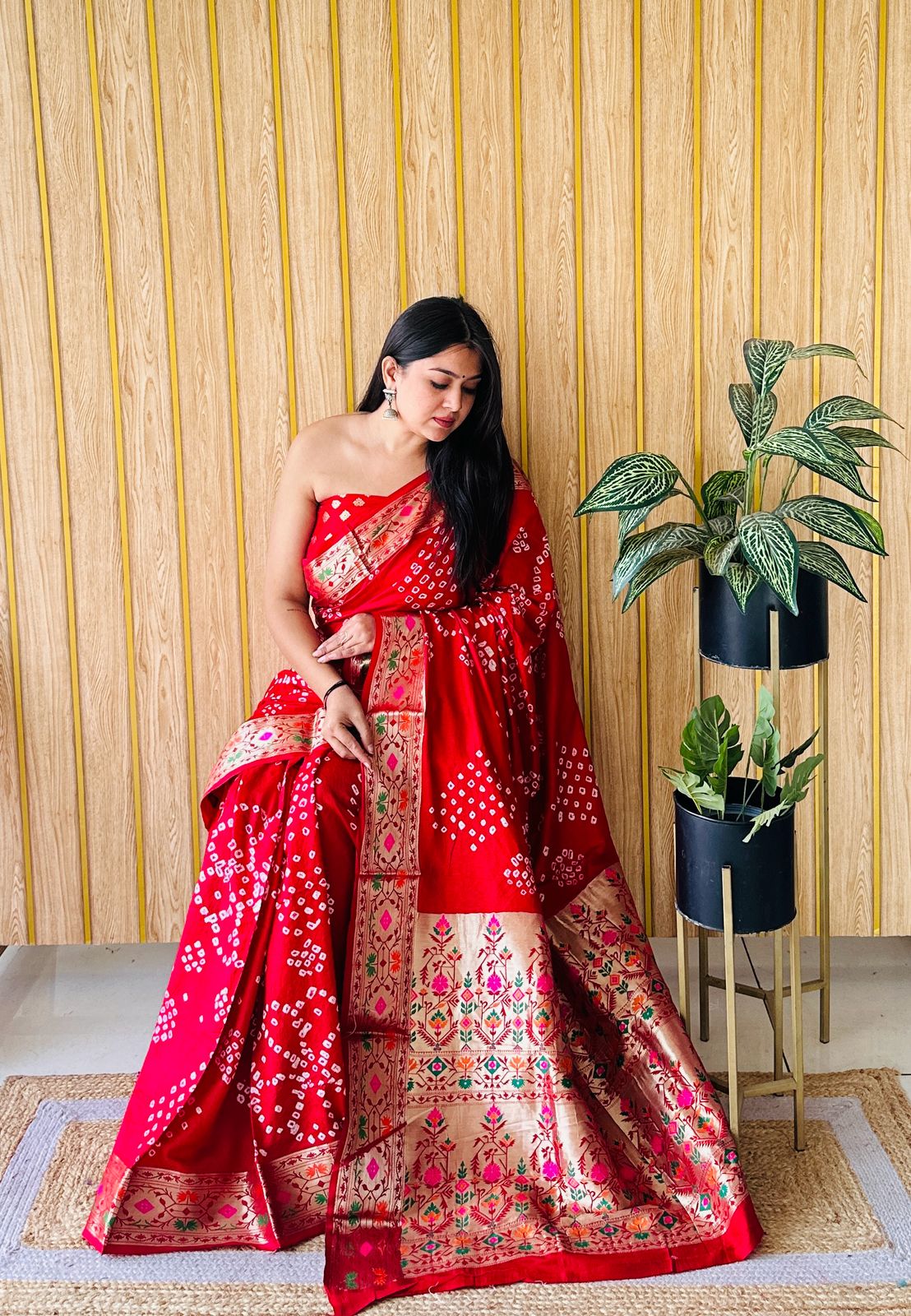 Kayatri New Pure Paithani Bandhej Patola Border Saree