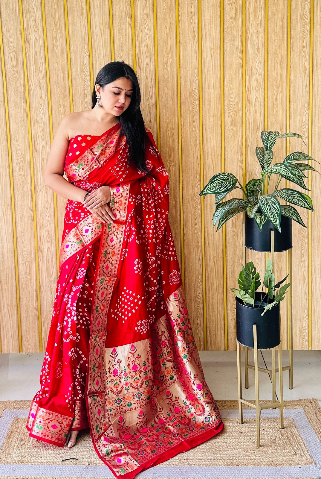 Kayatri New Pure Paithani Bandhej Patola Border Saree
