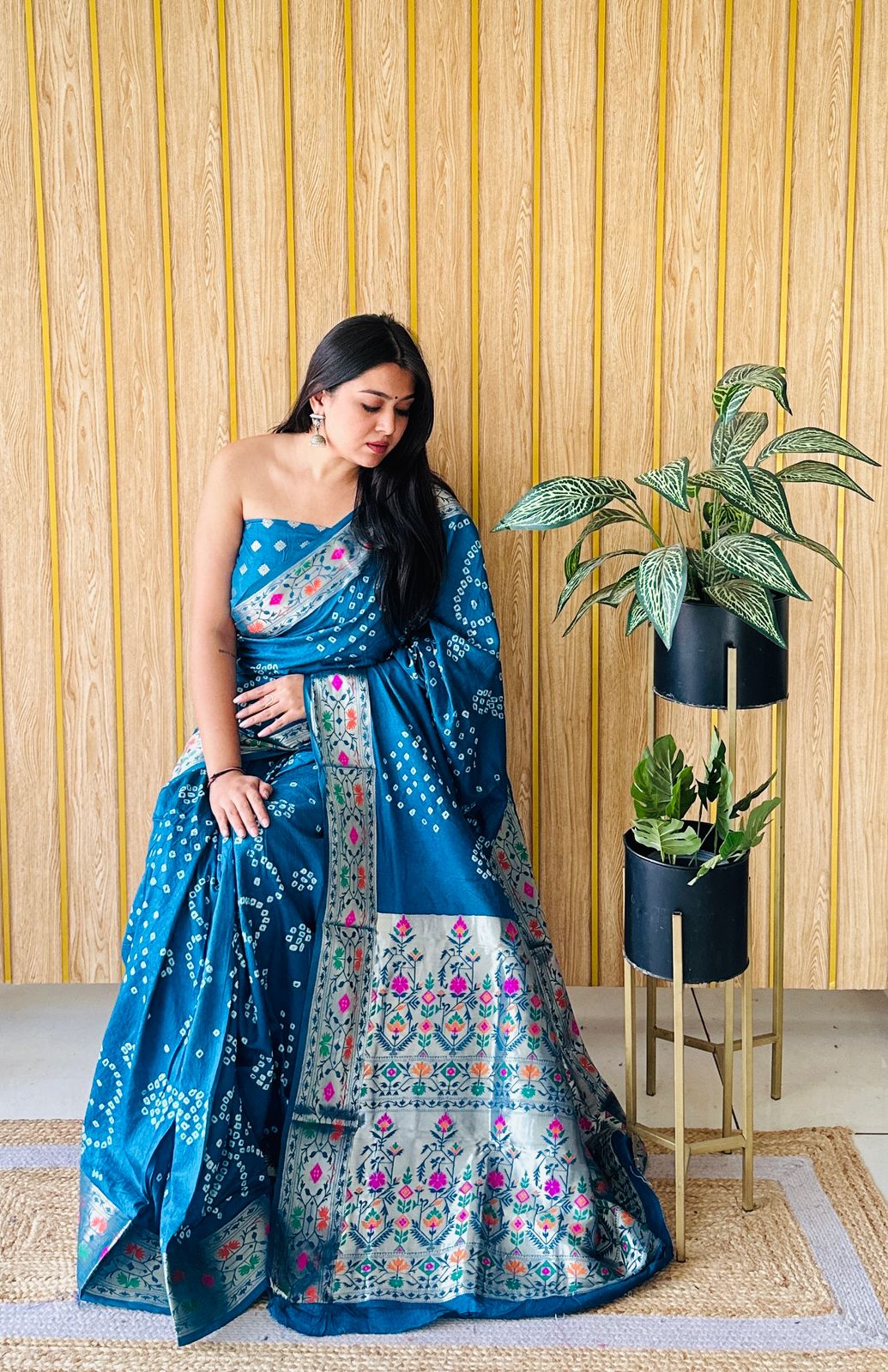 Kayatri New Pure Paithani Bandhej Patola Border Saree