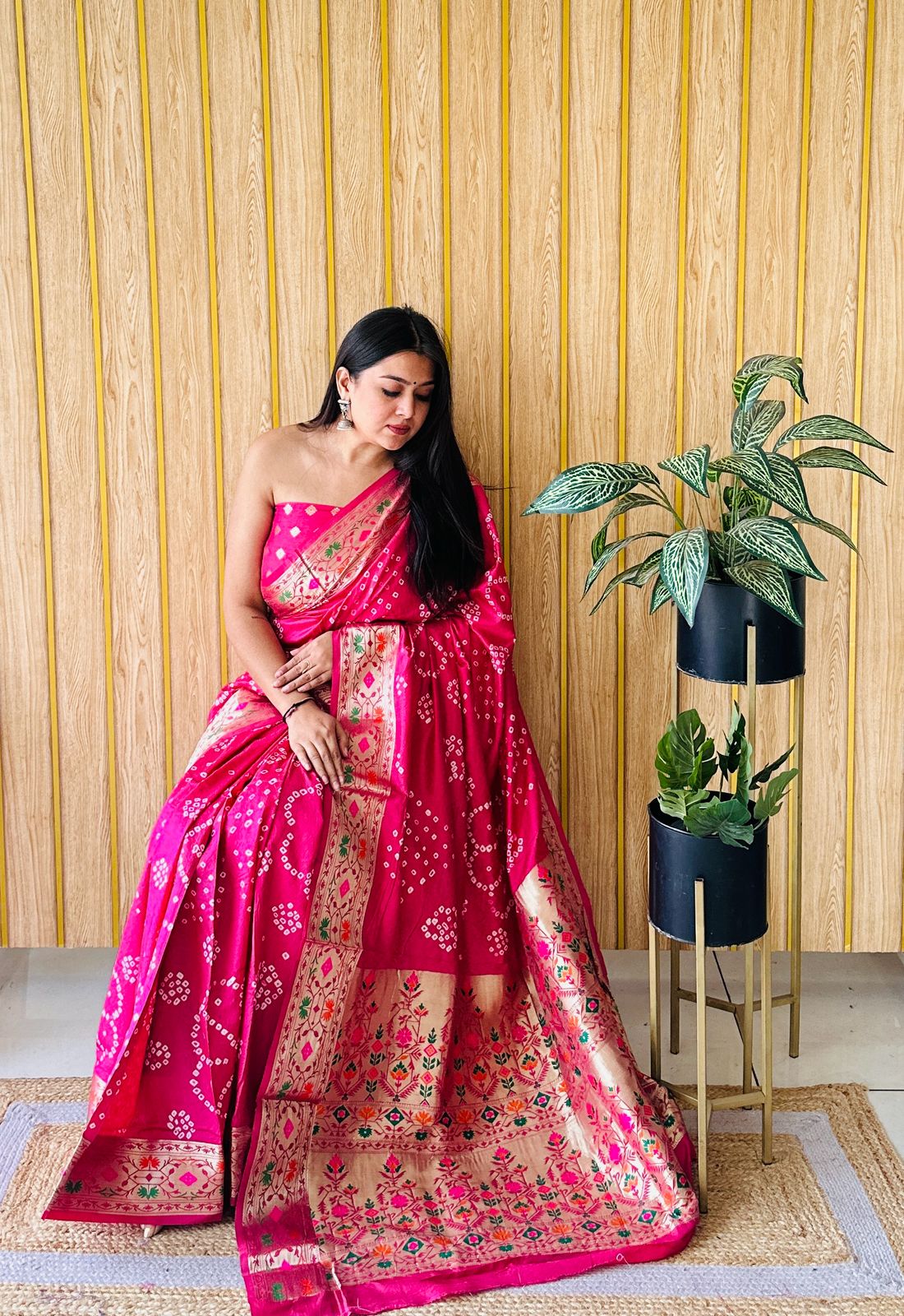 Kayatri New Pure Paithani Bandhej Patola Border Saree