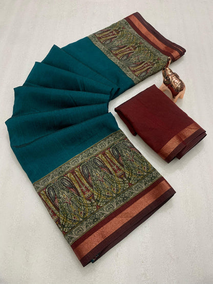 Kayatri New Pure soft black Maheshwari Silk Two tone printed saree