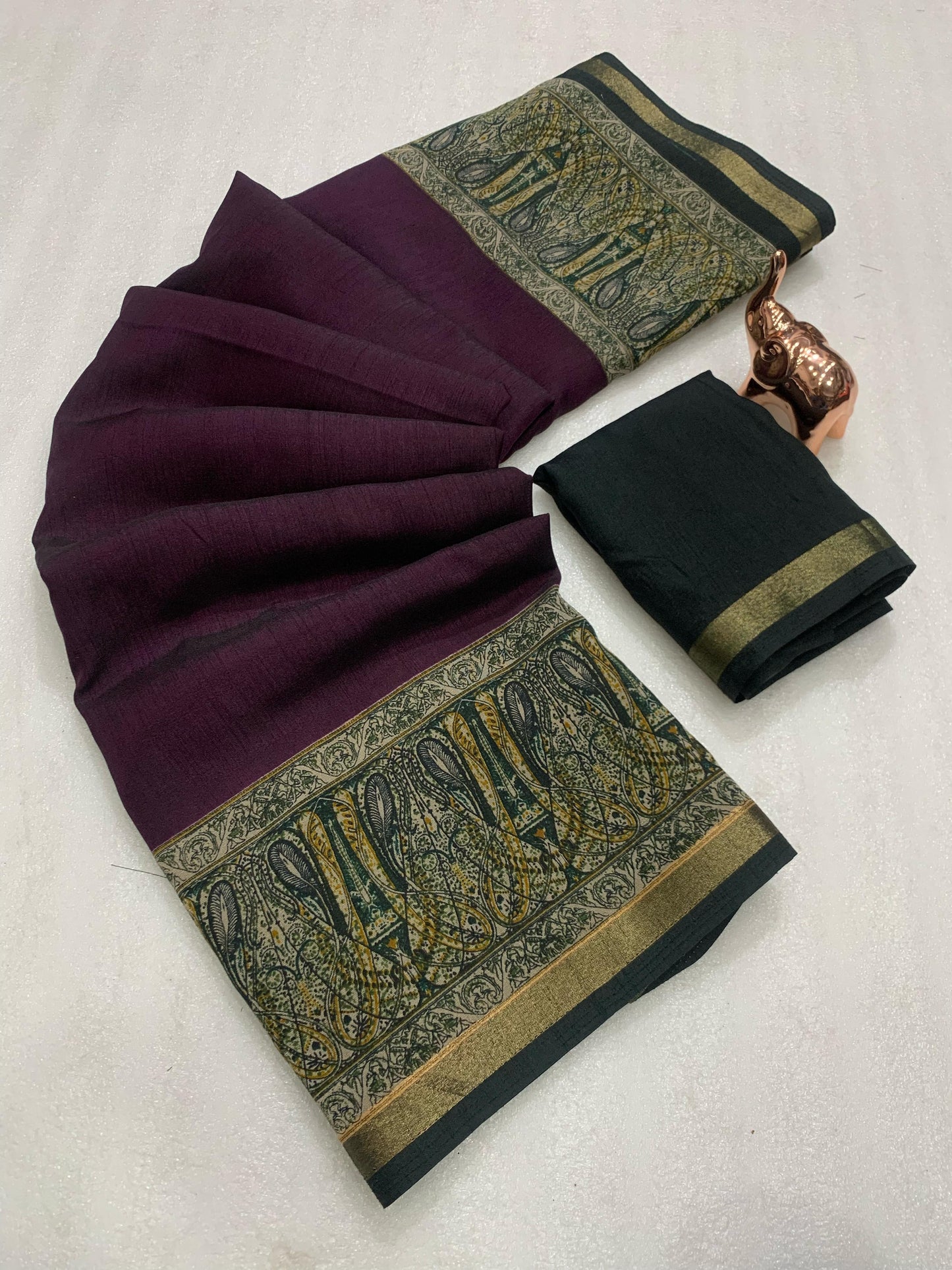 Kayatri New Pure soft black Maheshwari Silk Two tone printed saree