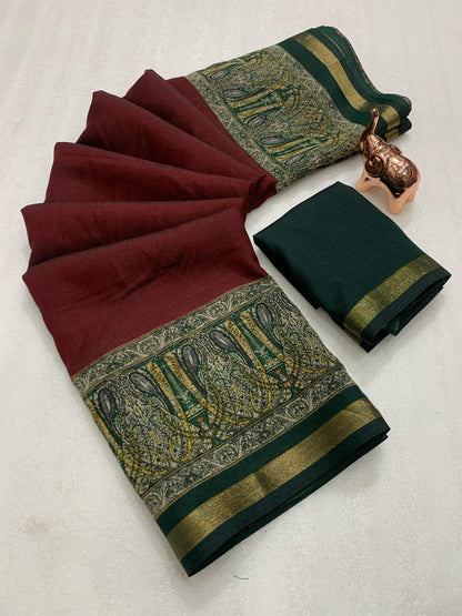 Kayatri New Pure soft black Maheshwari Silk Two tone printed saree
