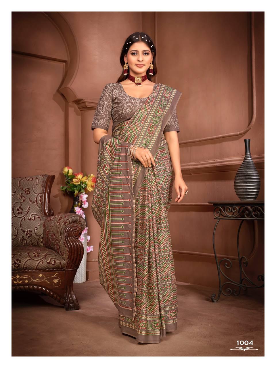 Kayatri New Lounch Ajrakh Block Print Sarees