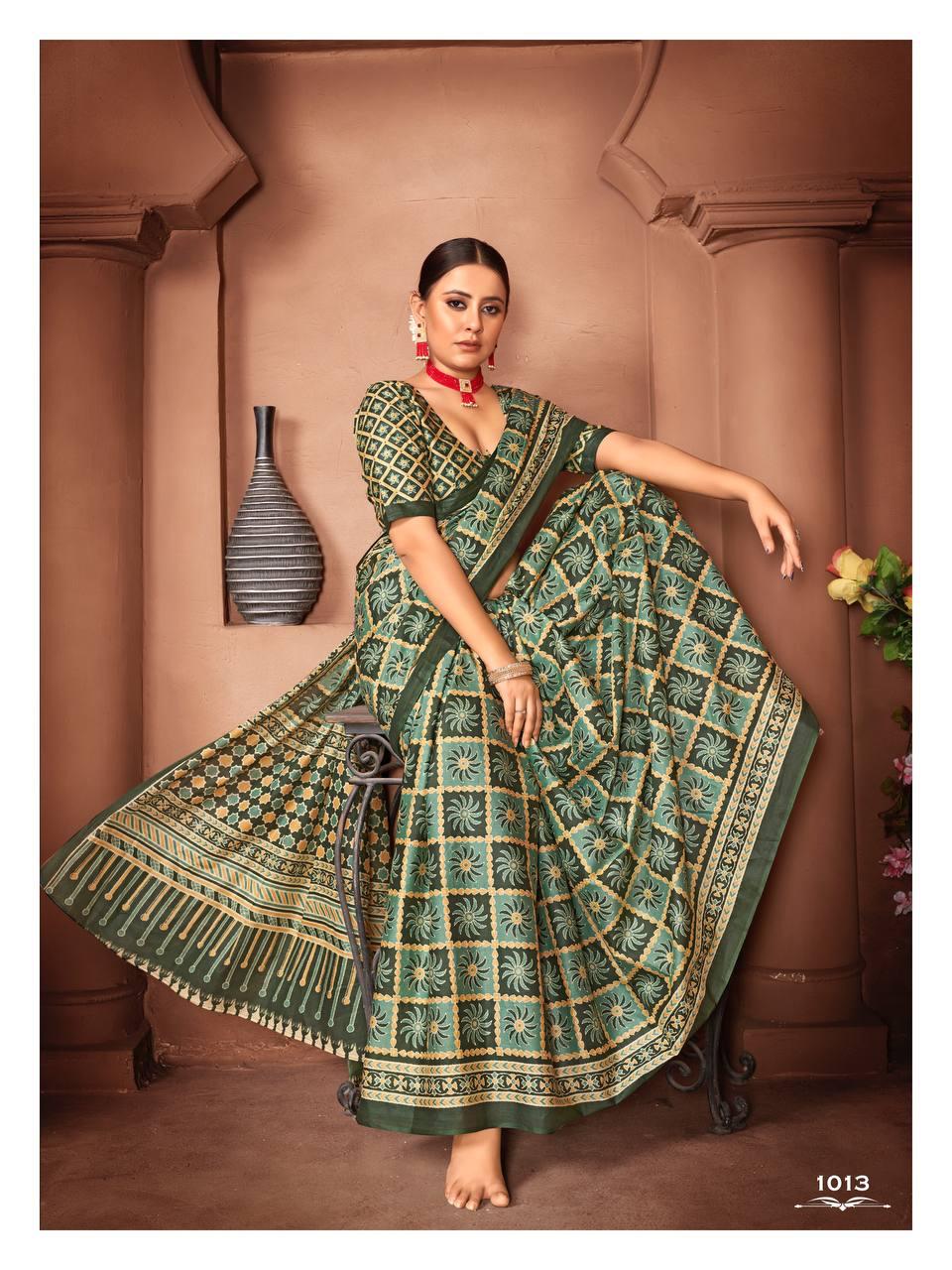 Kayatri New Lounch Ajrakh Block Print Sarees