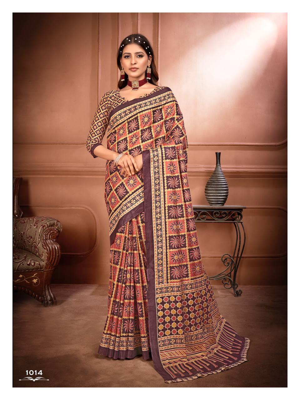 Kayatri New Lounch Ajrakh Block Print Sarees