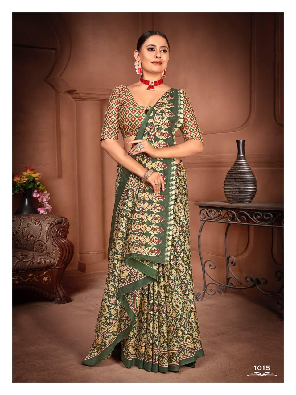 Kayatri New Lounch Ajrakh Block Print Sarees