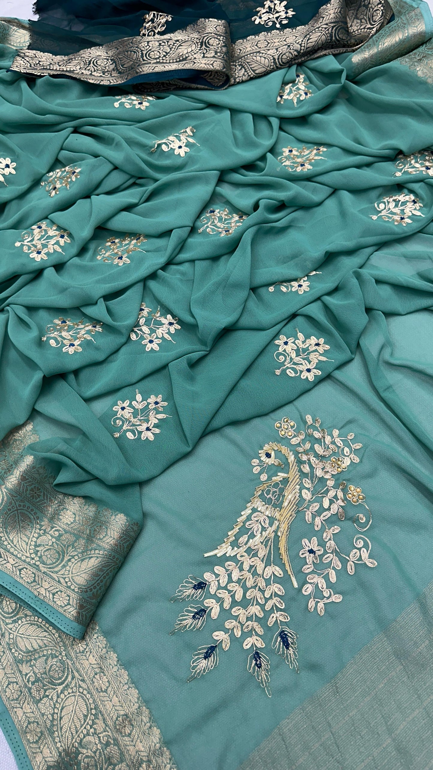 Kayatri New Georgette Gotapatti Pitan Work Saree