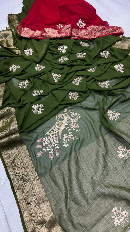 Kayatri New Georgette Gotapatti Pitan Work Saree
