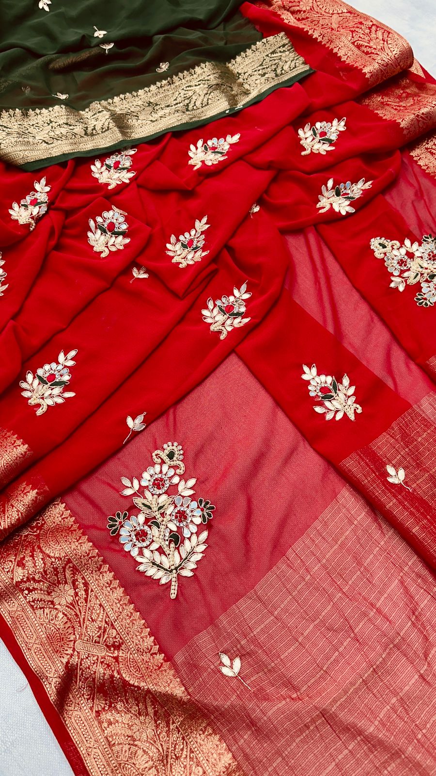Kayatri New Georgette Hand Gotta Patti Work With Contrast Blouse Saree