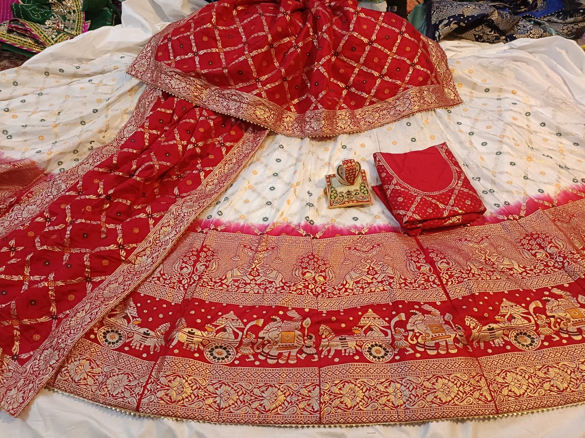 Kayatri New Pure Banarasi Dola Silk Zari Work Lehenga