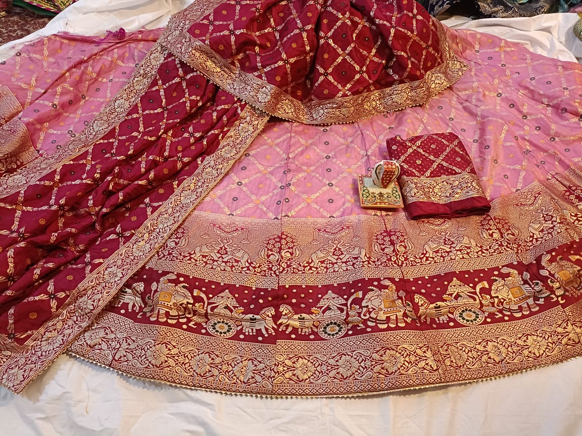 Kayatri New Pure Banarasi Dola Silk Zari Work Lehenga