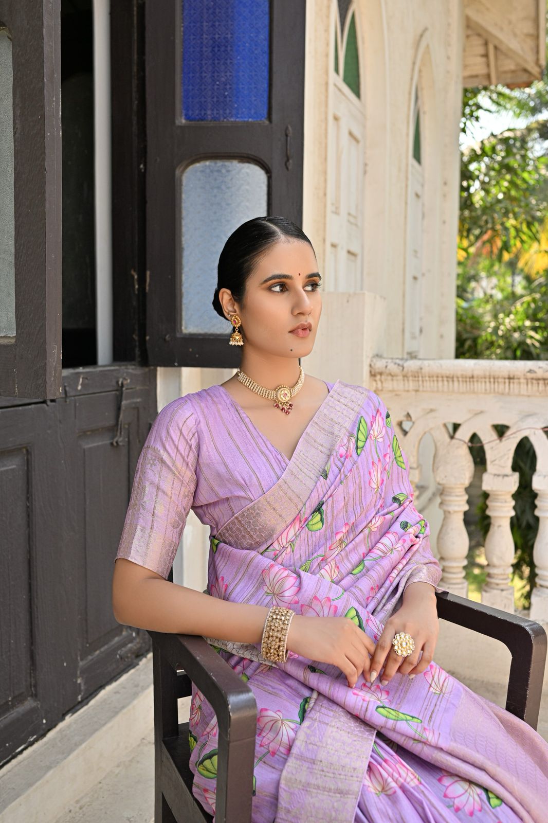 Kayatri New Soft Cotton Silk Floral Weaving Border Wih Lotus Print Saree