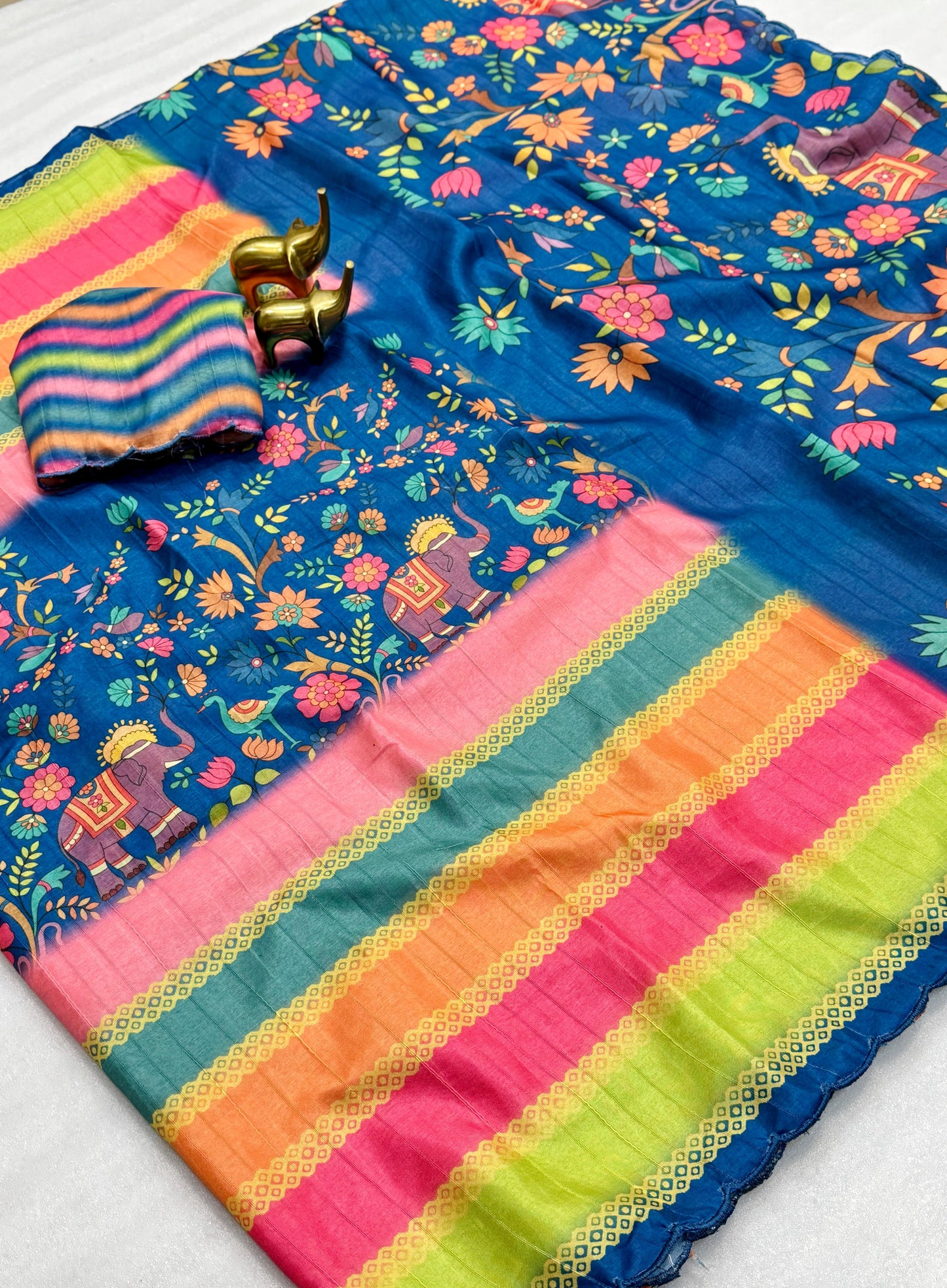Kayatri New Handloom Tussar Silk Kalamkari Digital Print Saree