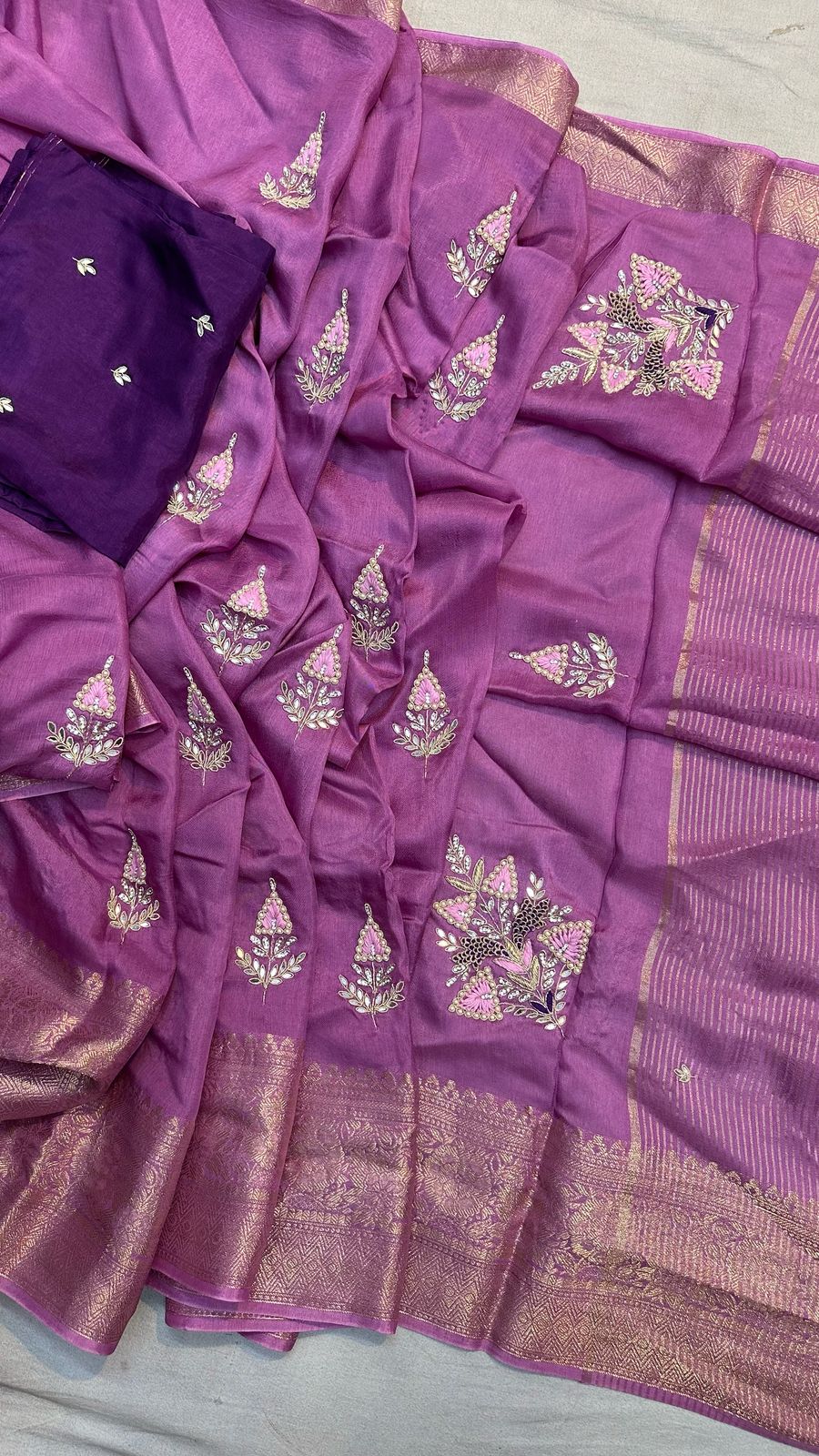Kayatri New Pure Moonga Silk Hand Work Saree