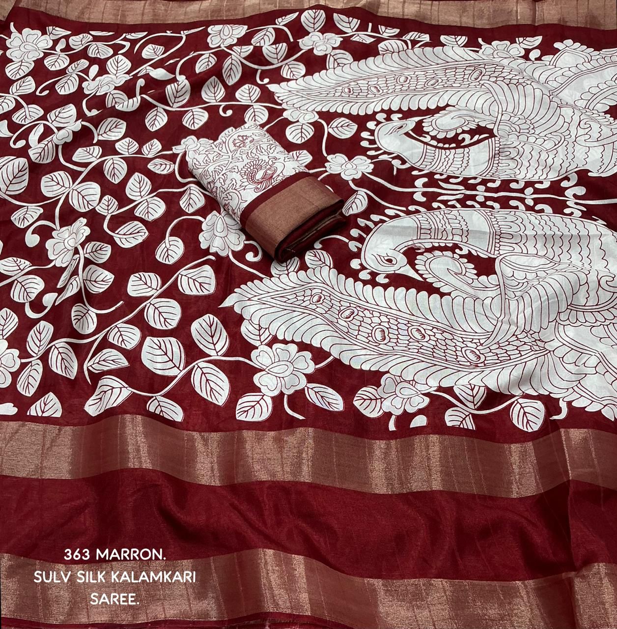 Kayatri New Designer Soft Slub Silk Kalamkari Prints Saree