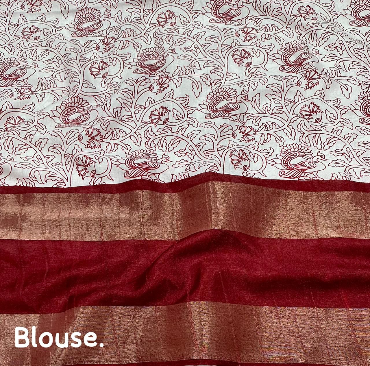Kayatri New Designer Soft Slub Silk Kalamkari Prints Saree