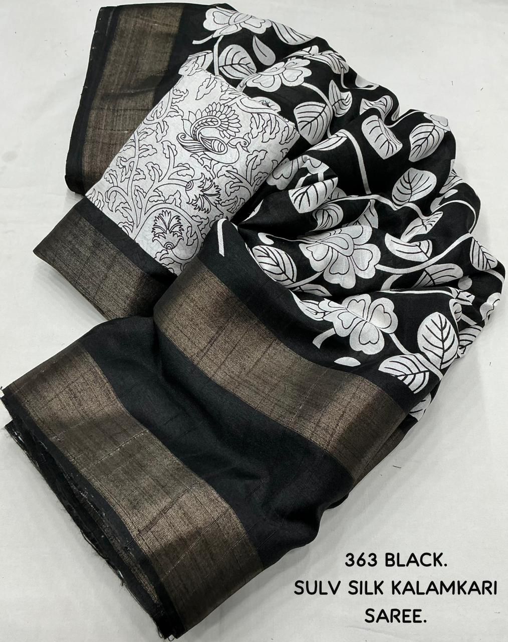 Kayatri New Designer Soft Slub Silk Kalamkari Prints Saree