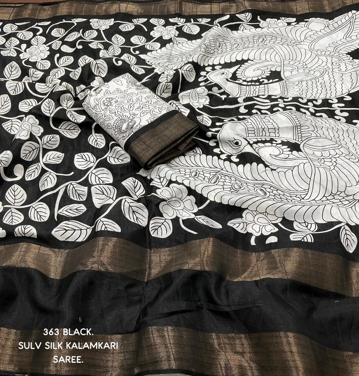 Kayatri New Designer Soft Slub Silk Kalamkari Prints Saree
