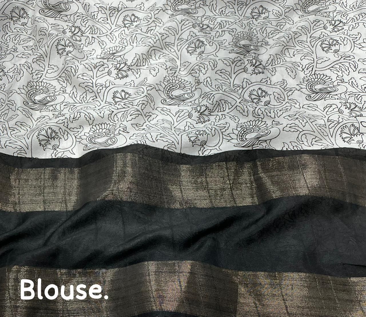 Kayatri New Designer Soft Slub Silk Kalamkari Prints Saree