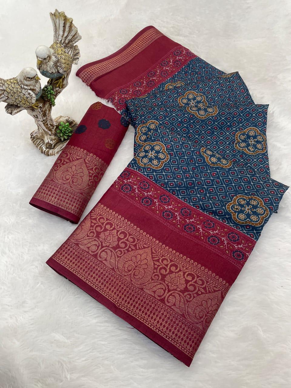 Kayatri Bandhani Print Zari Jecard Kanjivaram Zari Boder Saree