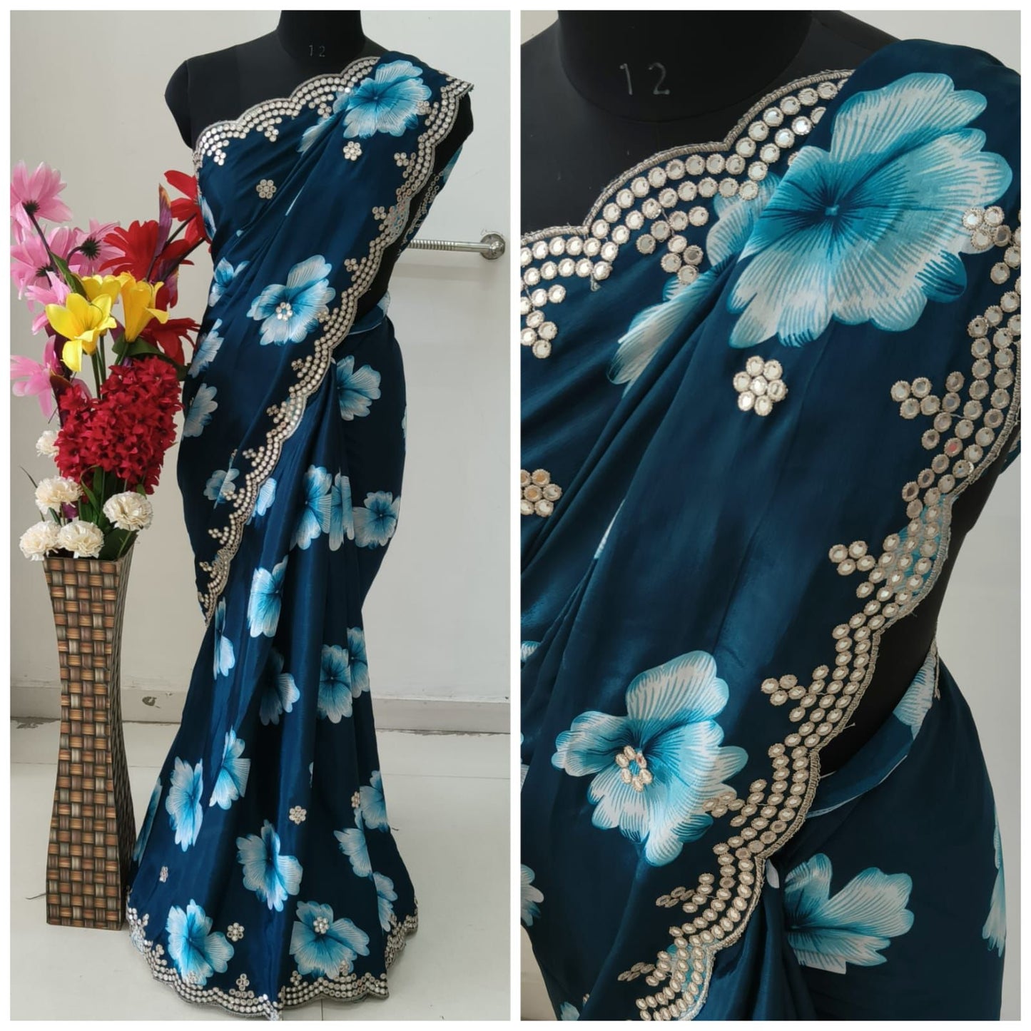 Kayatri Designer New Chinon Thread With Cutwork Saree