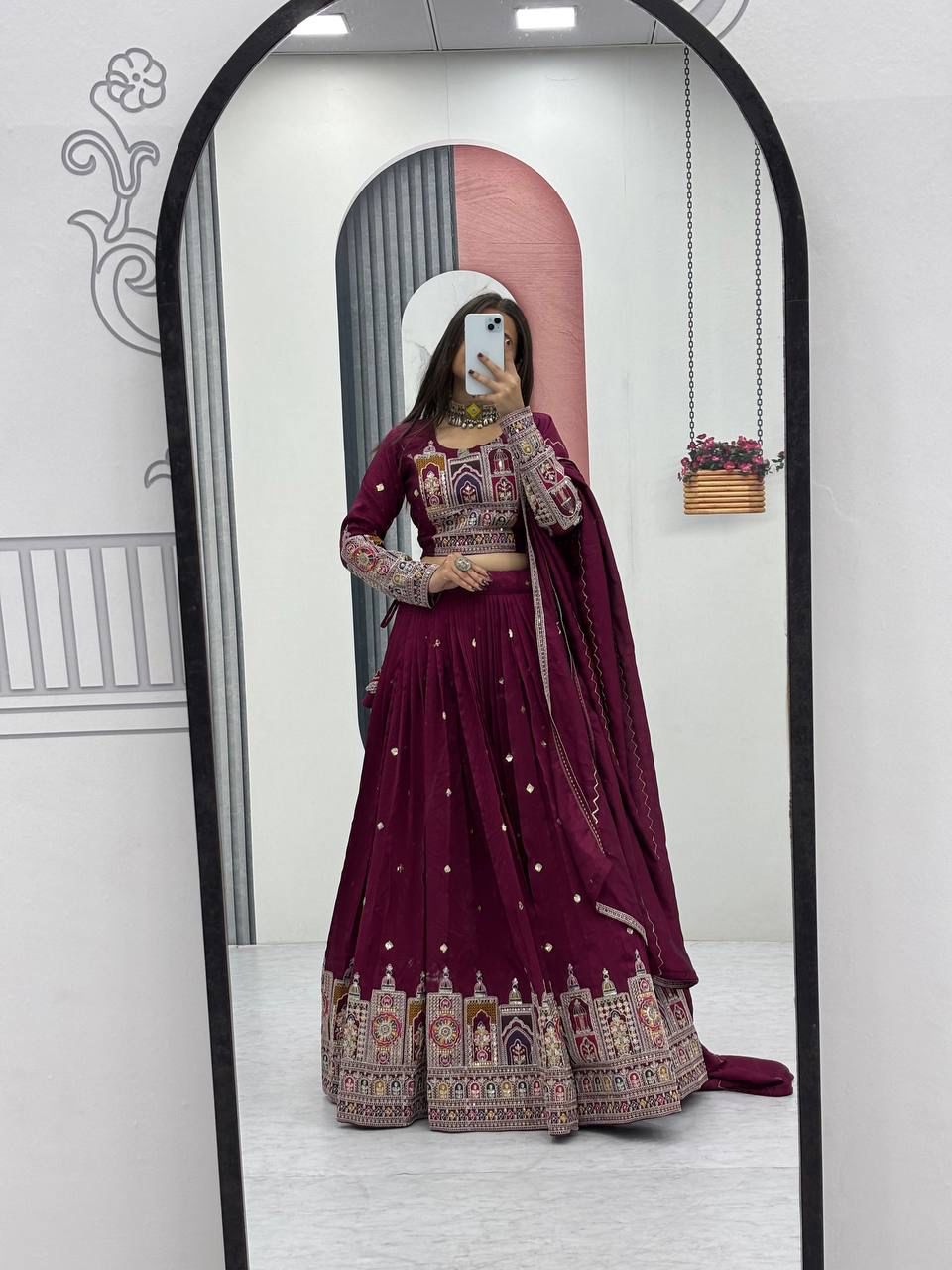 Kayatri New Designer Pure Vichitra Fabric Lehenga