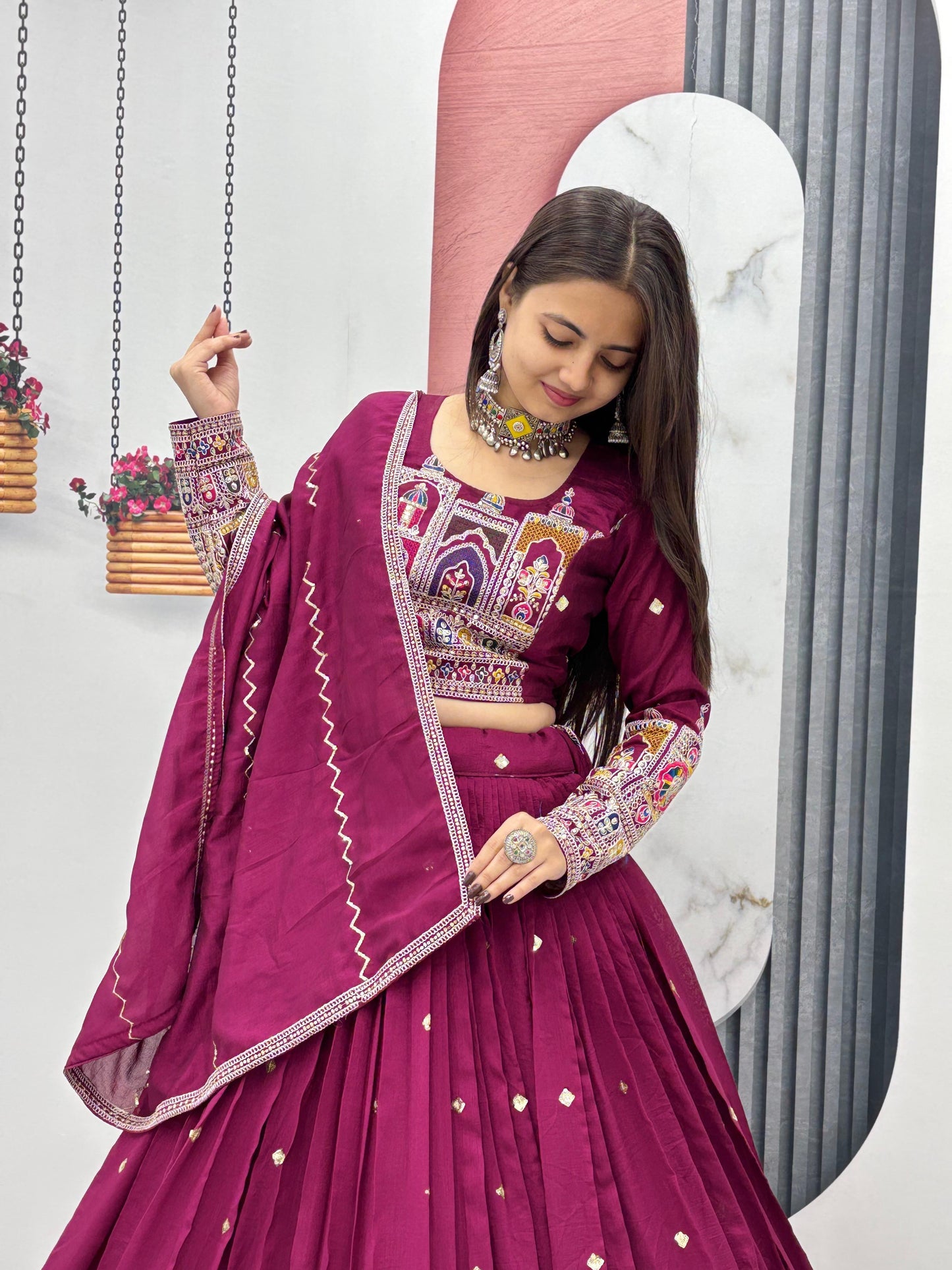 Kayatri New Designer Pure Vichitra Fabric Lehenga