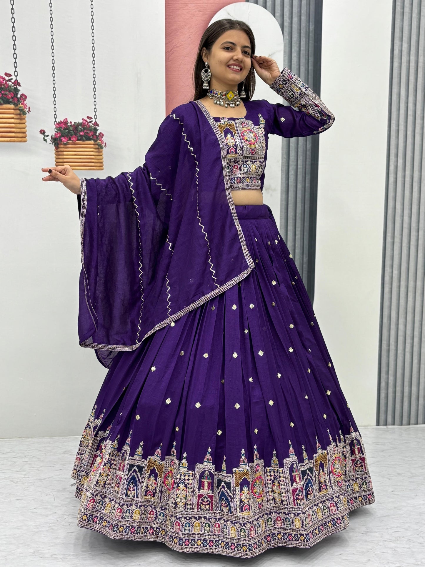 Kayatri New Designer Pure Vichitra Fabric Lehenga