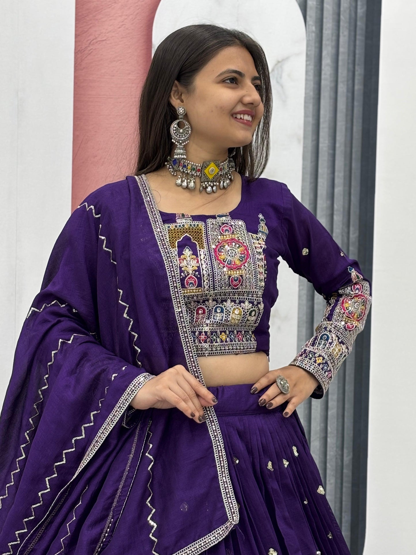 Kayatri New Designer Pure Vichitra Fabric Lehenga