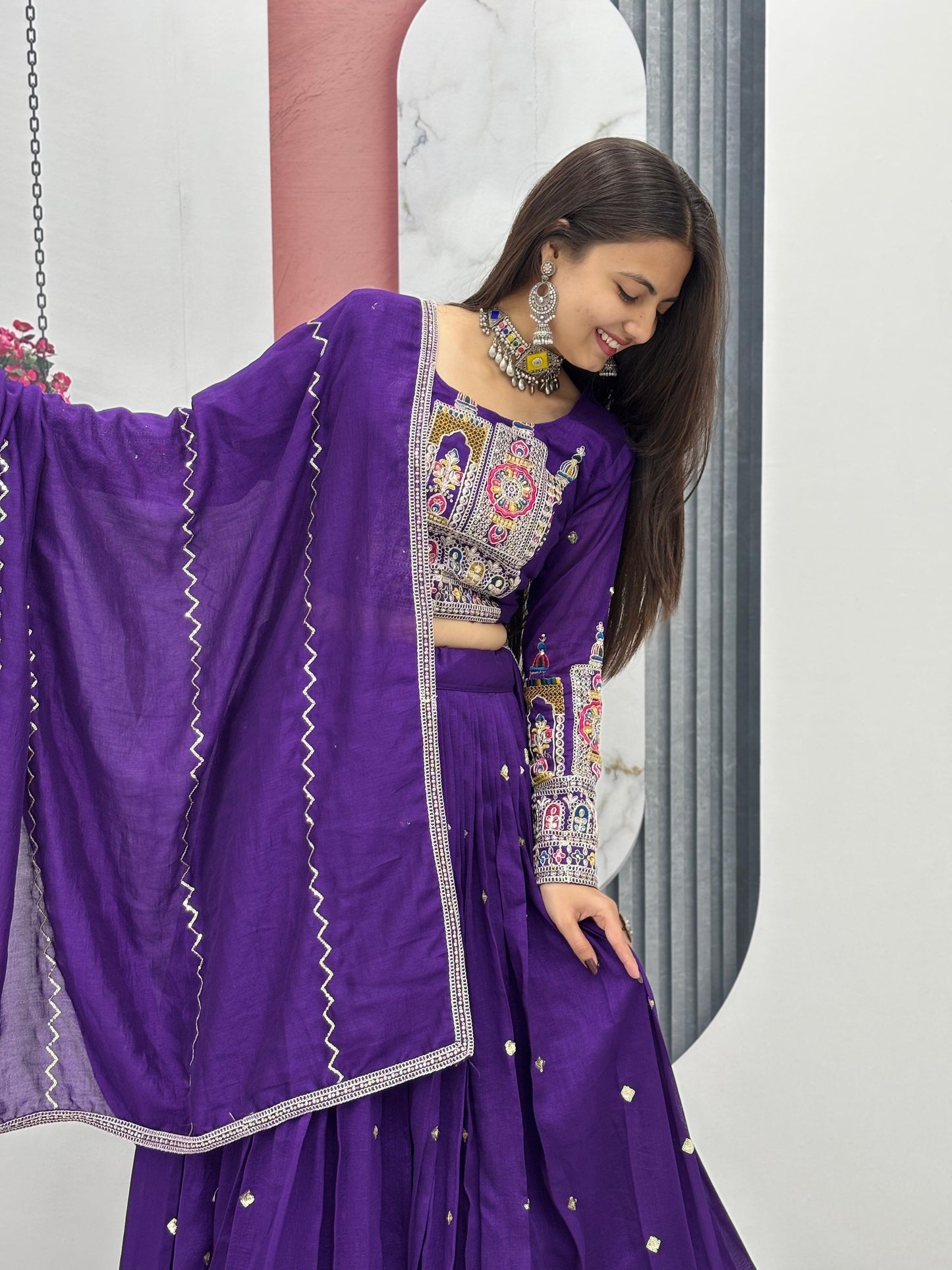 Kayatri New Designer Pure Vichitra Fabric Lehenga