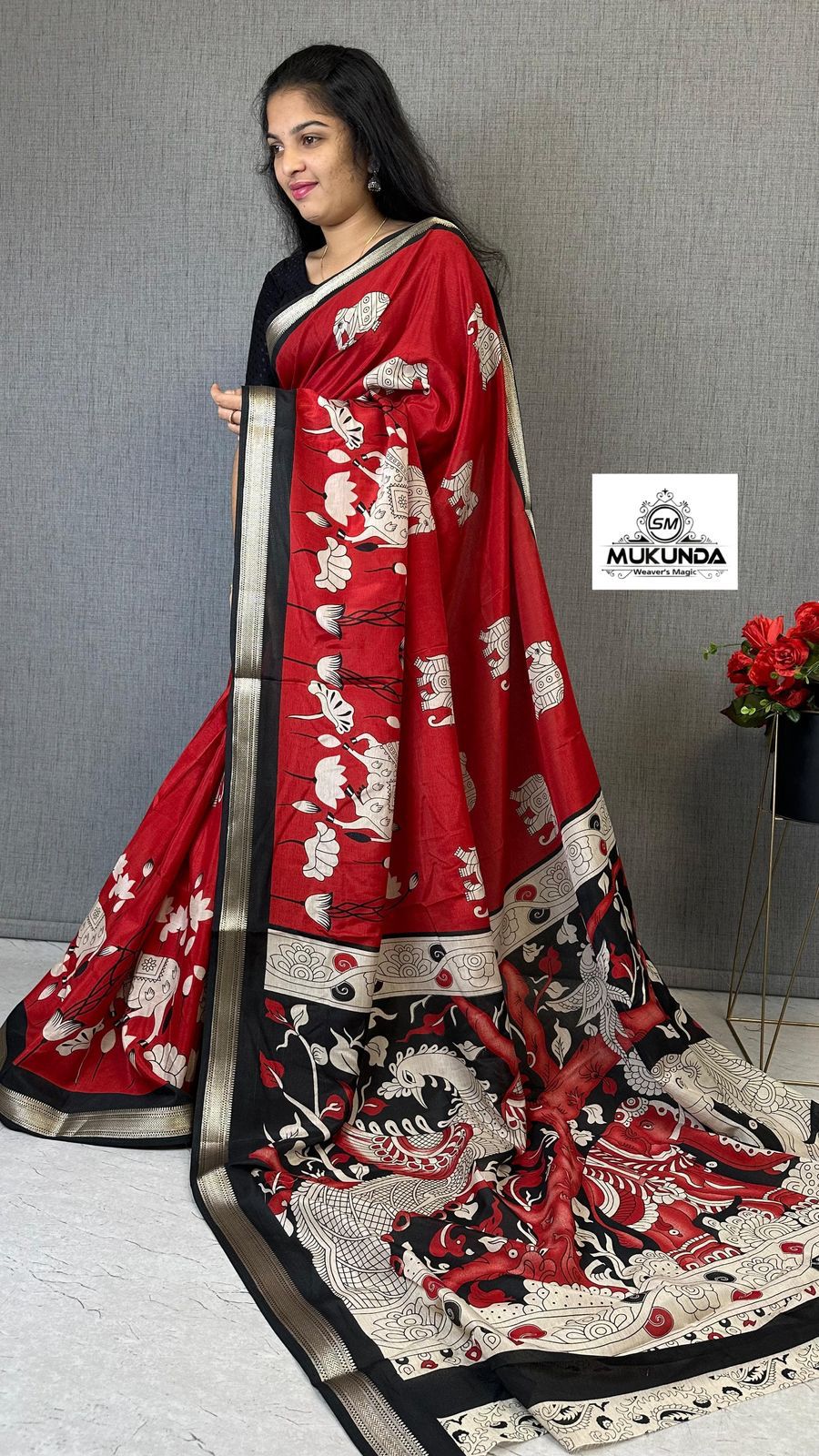 Kayatri New Soft Crape Silk Classy Kalamkari Style Saree