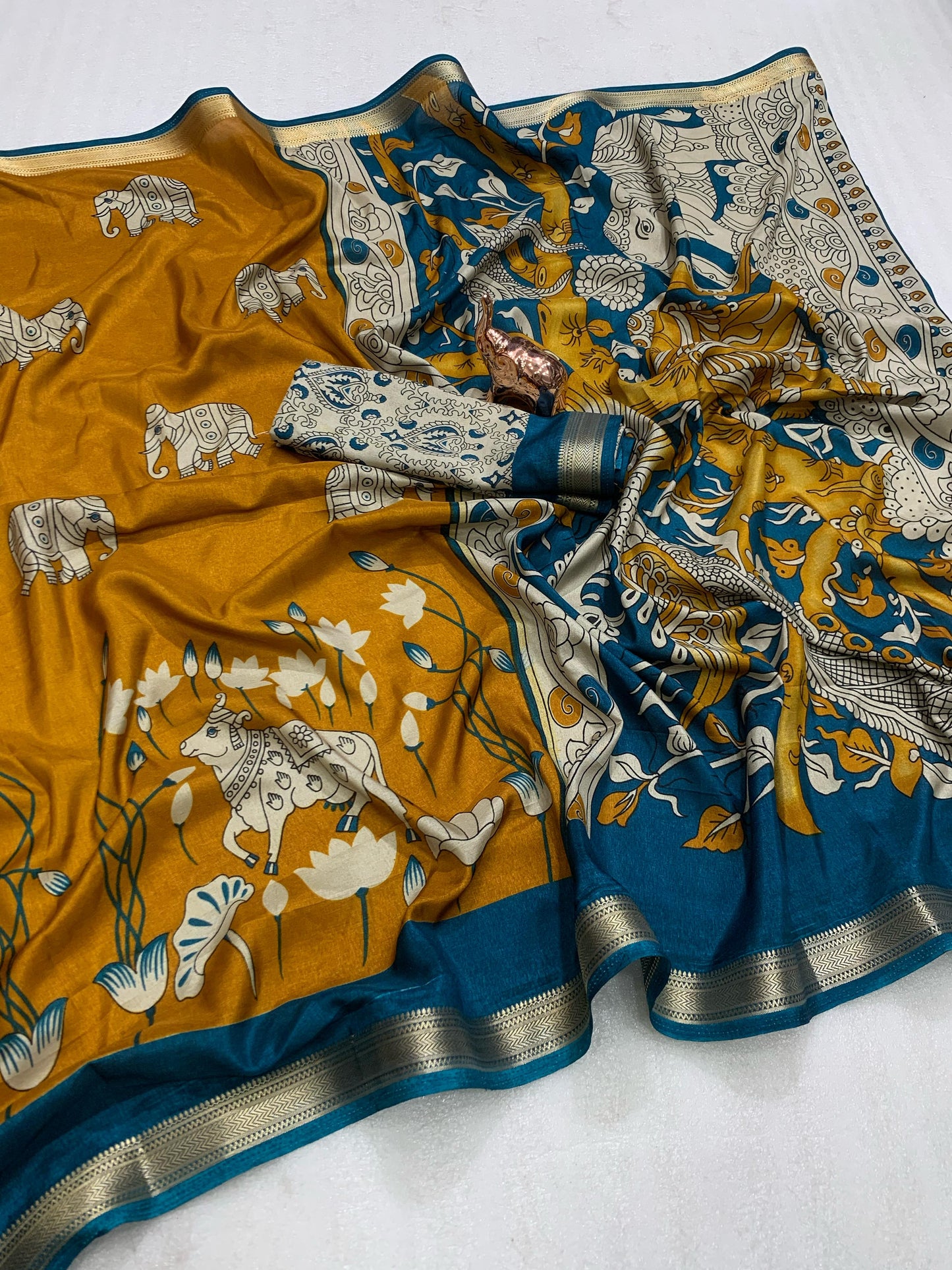 Kayatri New Soft Crape Silk Classy Kalamkari Style Saree