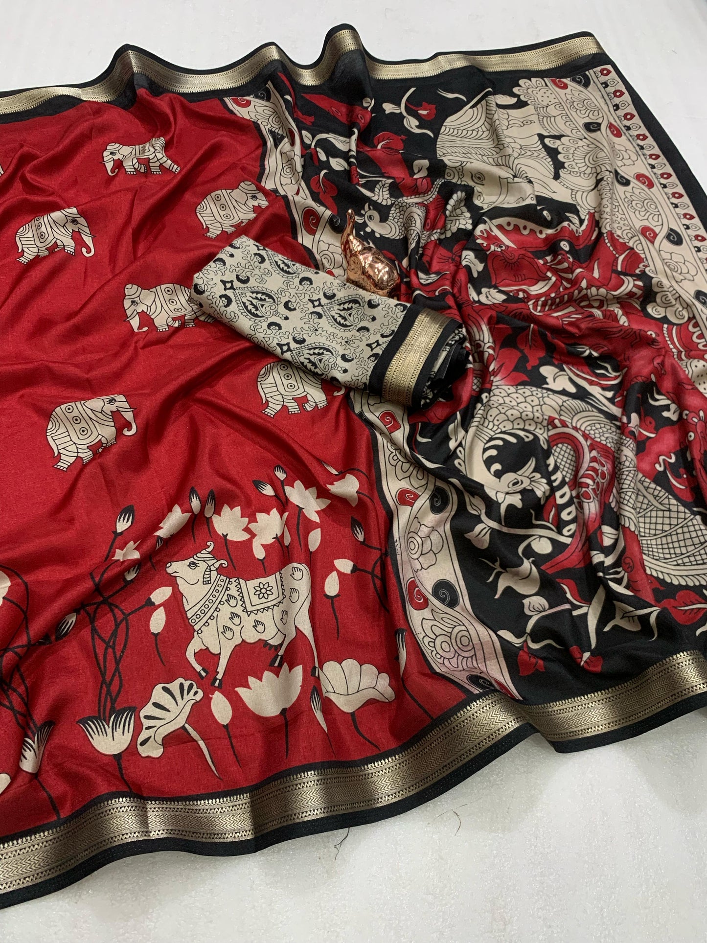 Kayatri New Soft Crape Silk Classy Kalamkari Style Saree