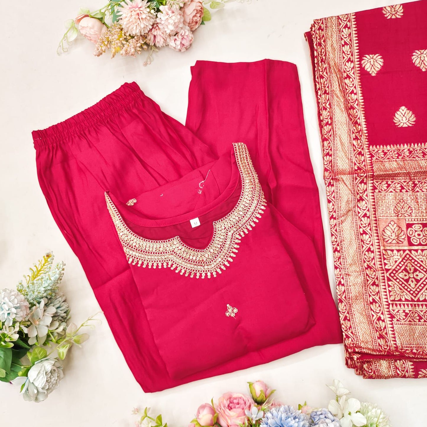 Kayatri New Roman Silk Hand Embroidery Zari Weaving Suit