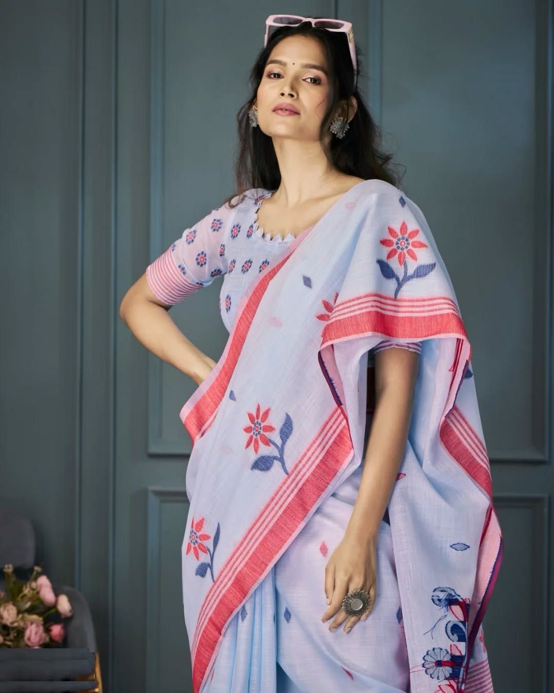 Kayatri Latest Floral Linen Printed Saree