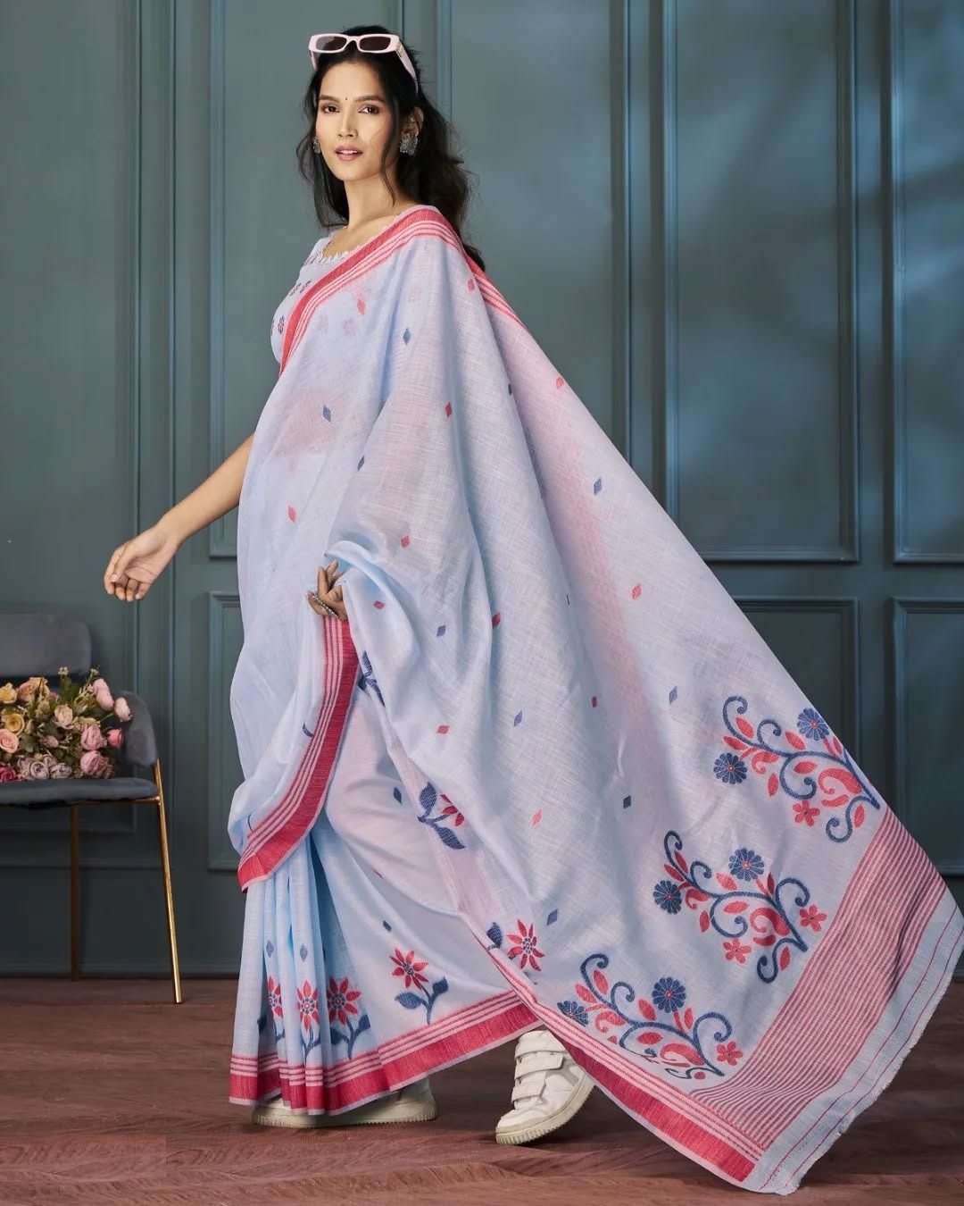 Kayatri Latest Floral Linen Printed Saree