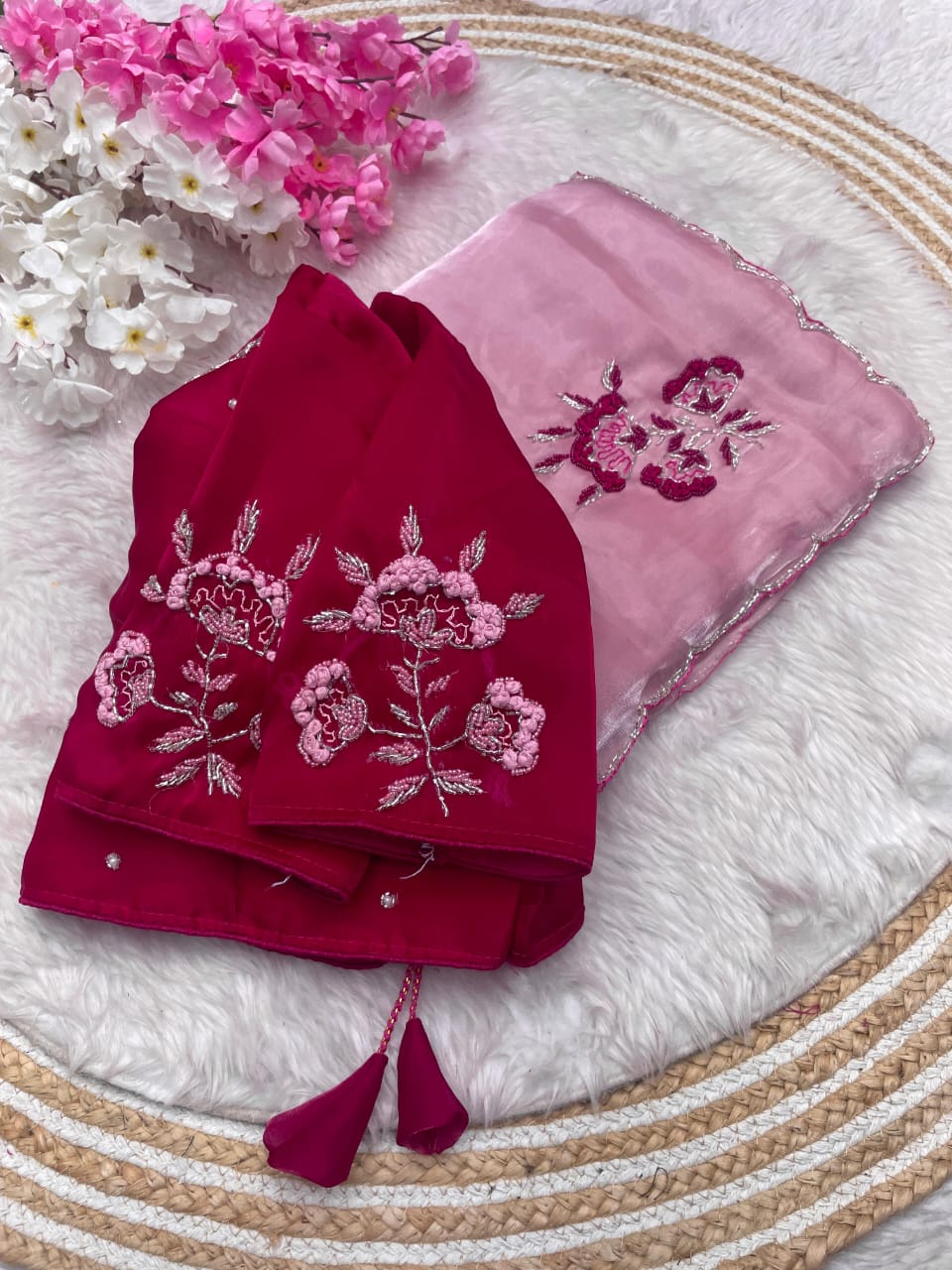 Kayatri New Jimmy Choo Sattin Khatli Cutdana Handwork Saree