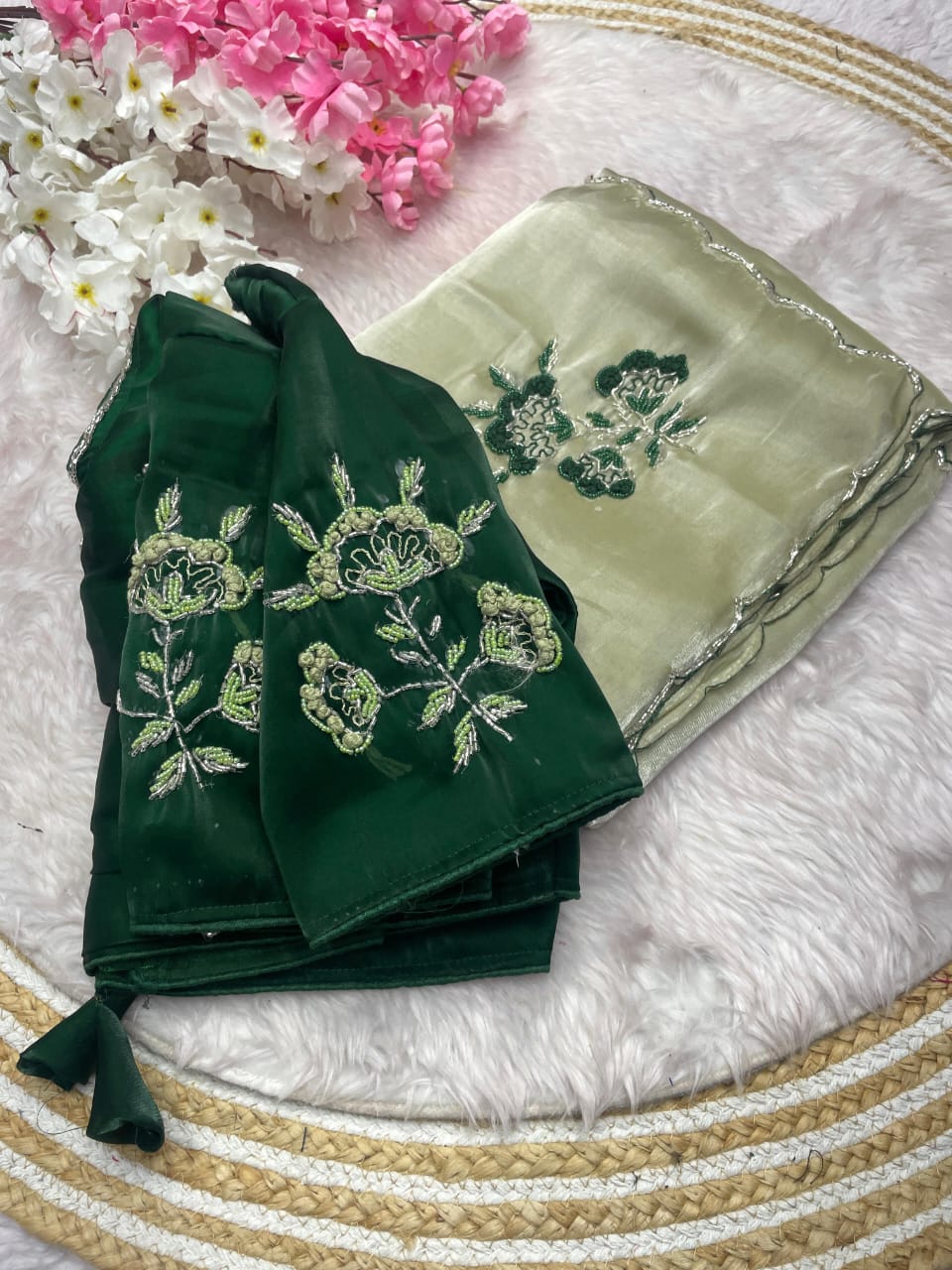 Kayatri New Jimmy Choo Sattin Khatli Cutdana Handwork Saree