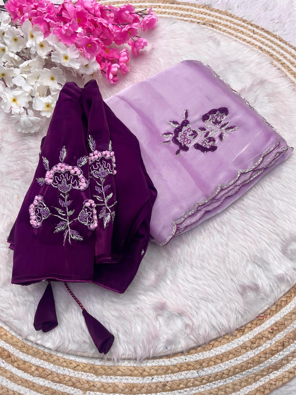 Kayatri New Jimmy Choo Sattin Khatli Cutdana Handwork Saree