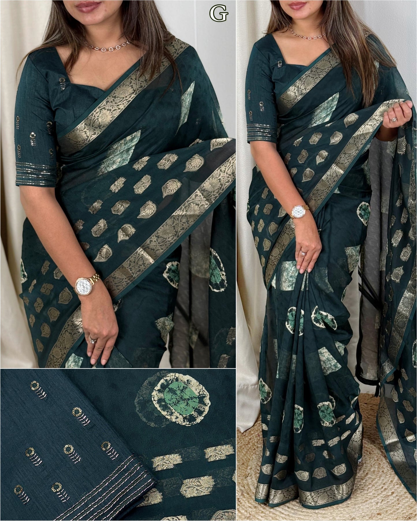 Kayatri New Designer Georgette Linen Batik Print Saree