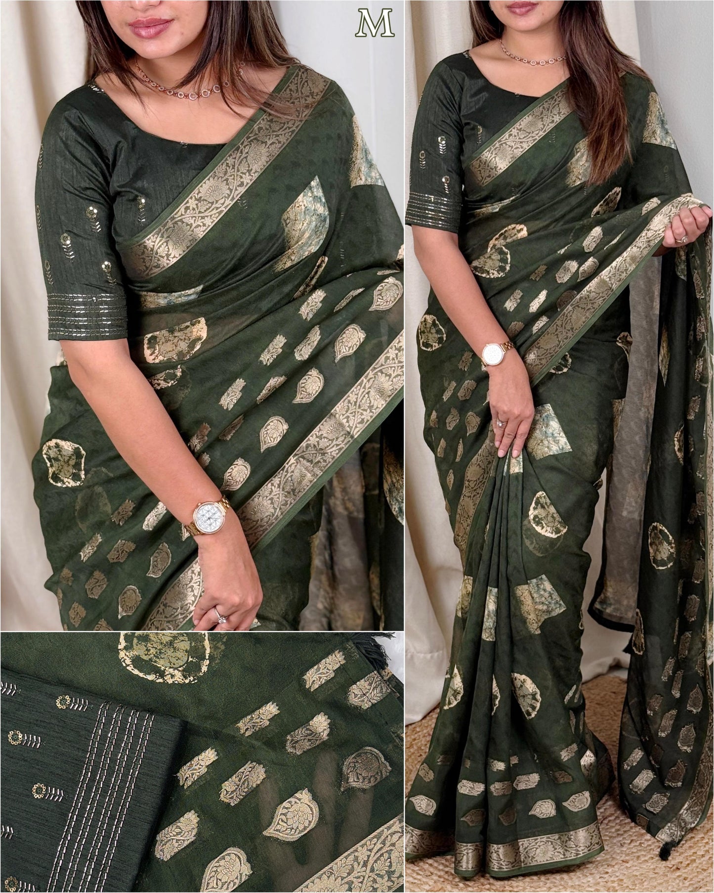 Kayatri New Designer Georgette Linen Batik Print Saree