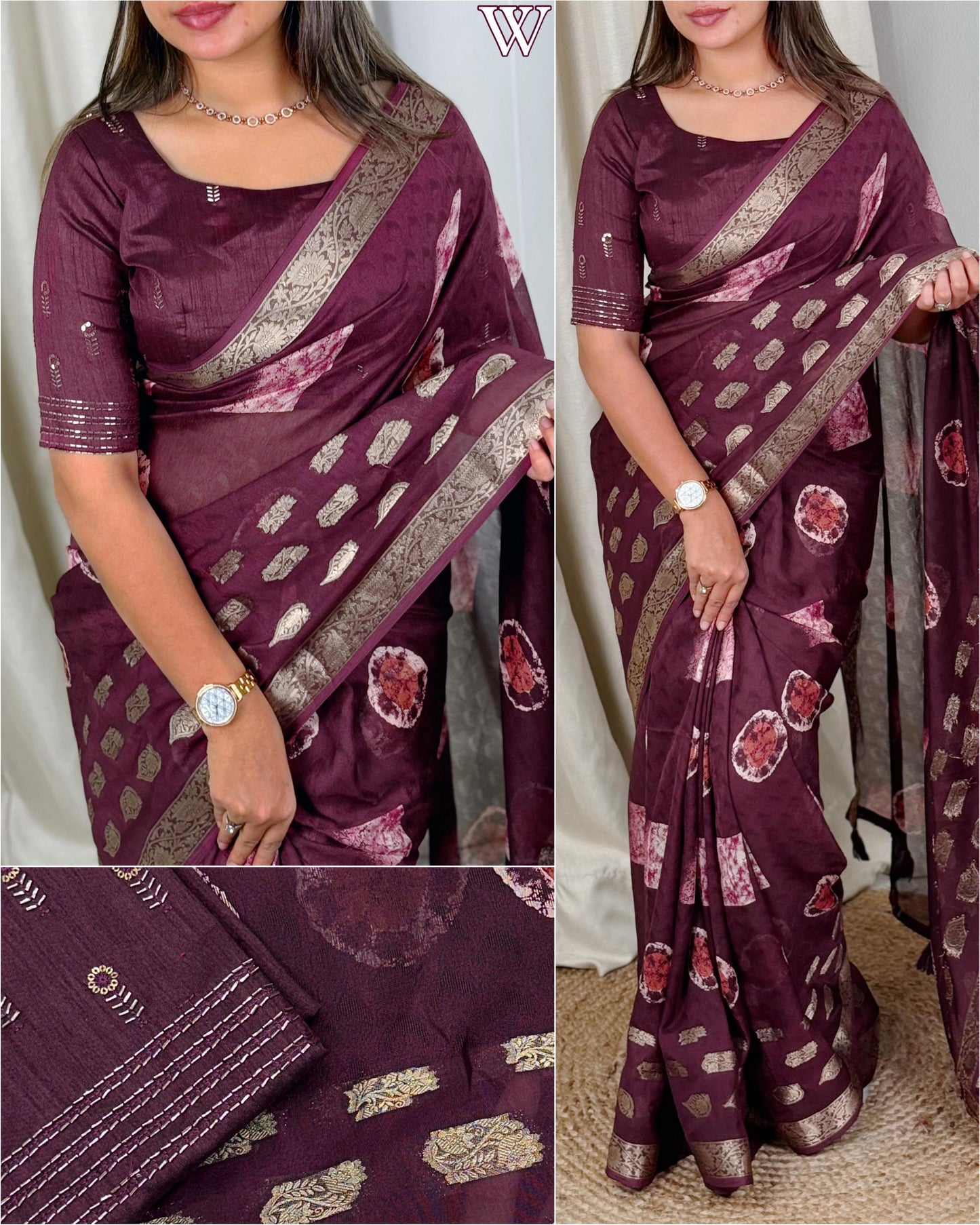 Kayatri New Designer Georgette Linen Batik Print Saree