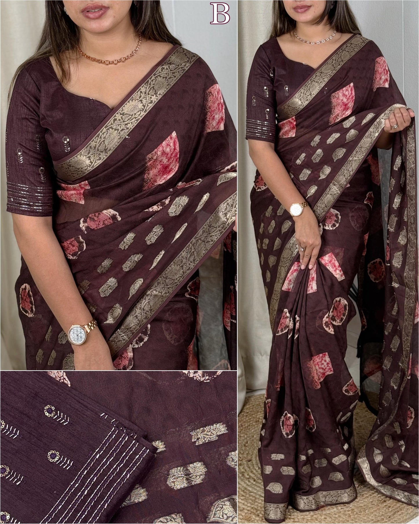 Kayatri New Designer Georgette Linen Batik Print Saree