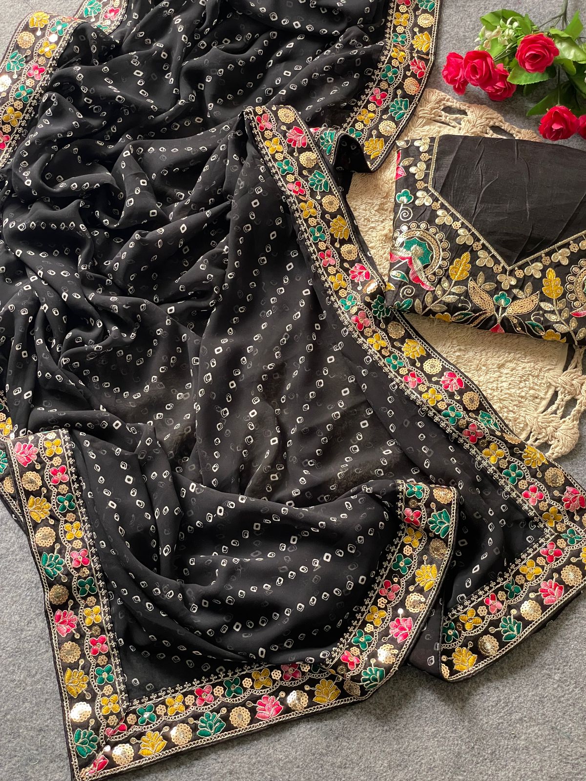 Kayatri New Soft Georgette Bandhani Style Saree