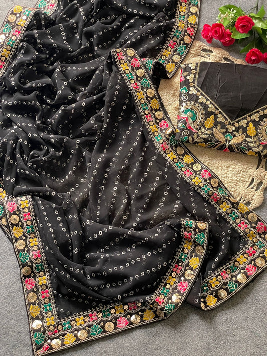 Kayatri New Soft Georgette Bandhani Style Saree