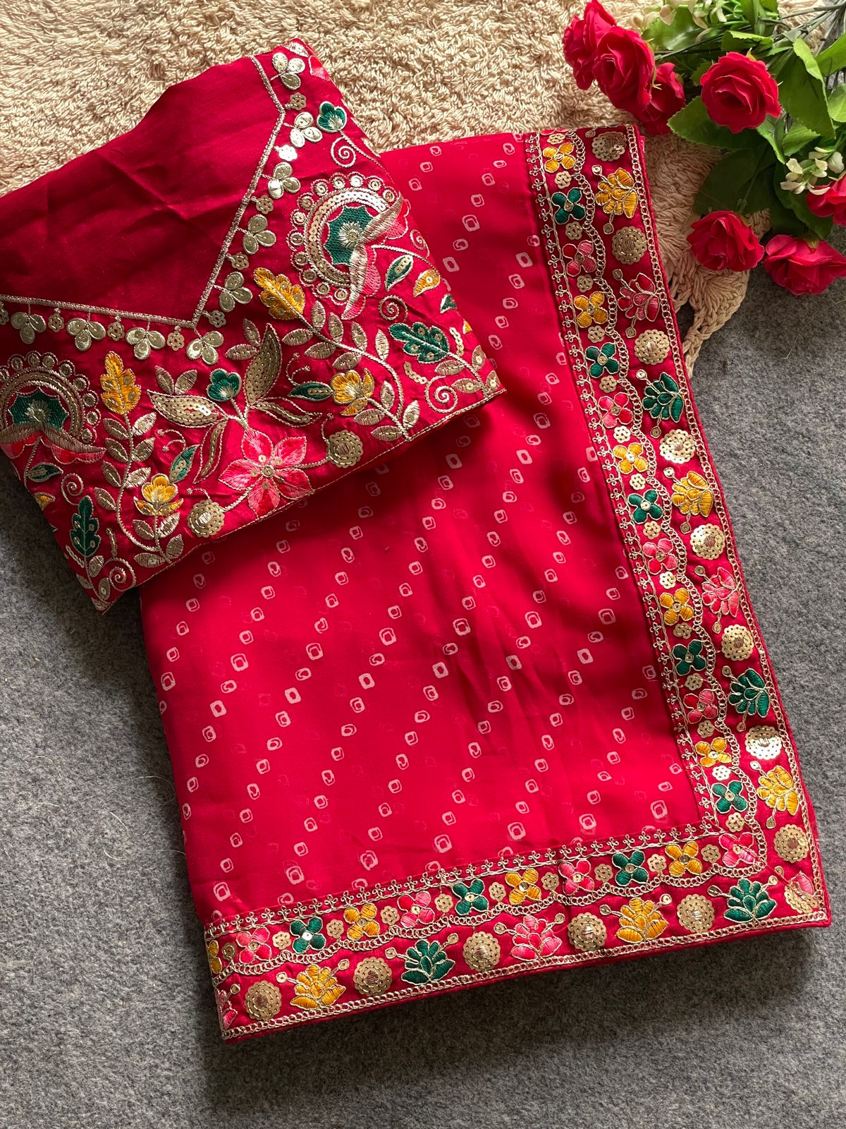Kayatri New Soft Georgette Bandhani Style Saree