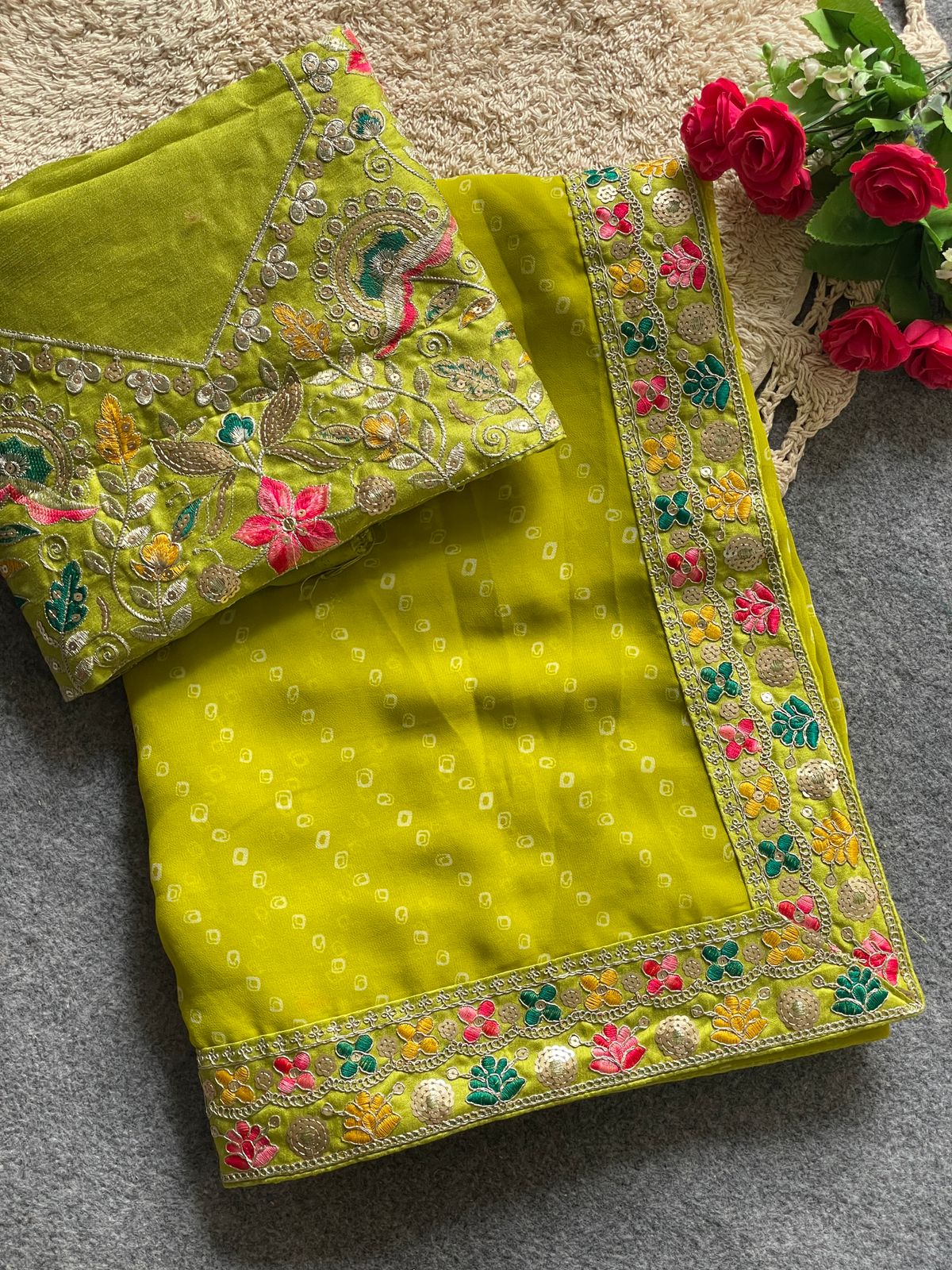 Kayatri New Soft Georgette Bandhani Style Saree