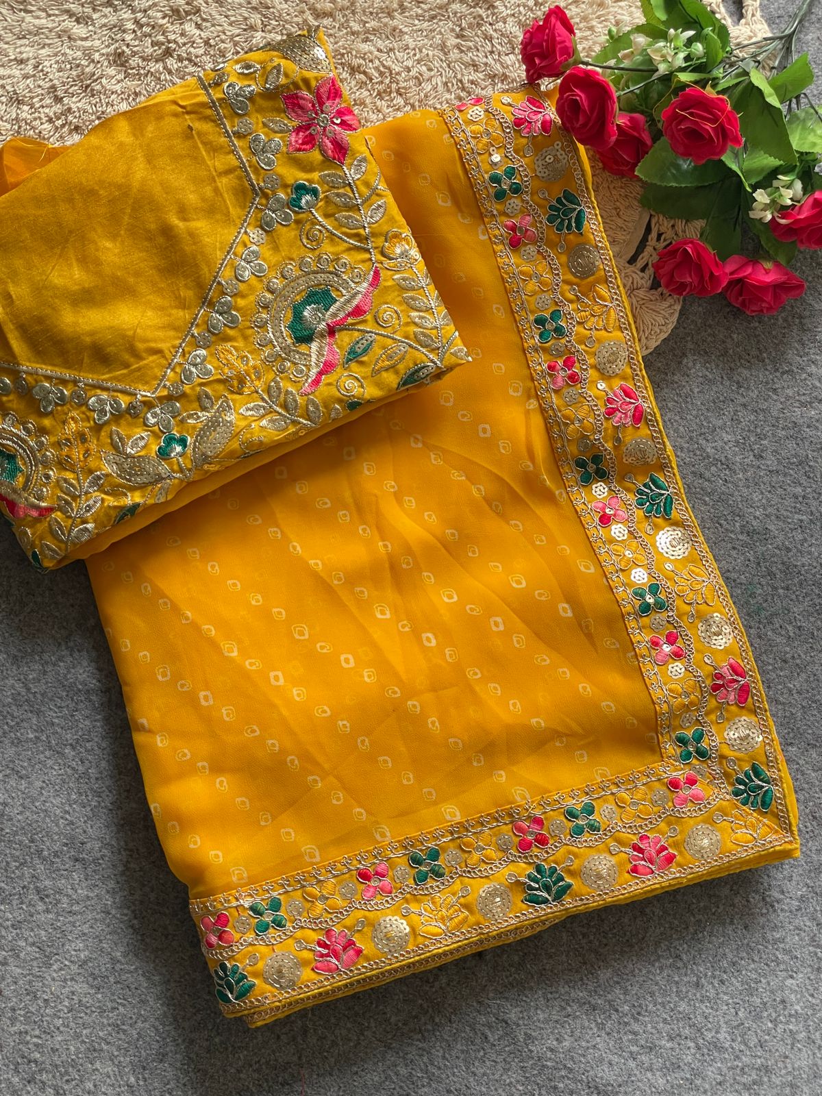 Kayatri New Soft Georgette Bandhani Style Saree