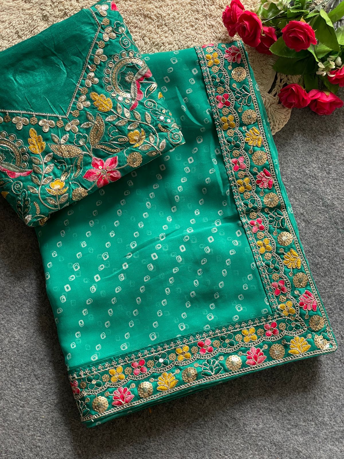 Kayatri New Soft Georgette Bandhani Style Saree